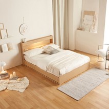 [리샘] 캐더린 LED 멀티수납침대 슈퍼싱글SS_독립매트 (착불), 색상선택:오크