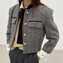 속 버튼 포켓 장식 짧은 겉옷 가을여성자켓