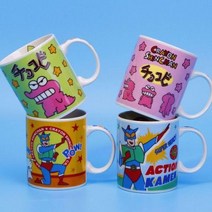 짱구는 못말려 다이나믹 슈퍼맨 캐릭터 도자기컵 머그컵, 핑크 공룡+숟가락 320ml