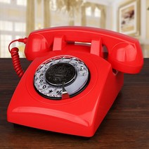 돌리는전화기 일반 집 옛날전화기 빨간 전화 유선 전화 클래식 회전 다이얼 홈 오피스 전화 1930 년대 구식 전화의 골동품 빈티지 전화, 빨간 전화기
