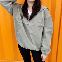 오버핏 아노락 반집업 쭈리 후드 티