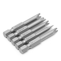 5 PCS 1/4 인치 S2 hex 마그네틱 U 모양 드라이버 비트 도구 50mm 길이 U4-U8, 은