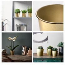 인테리어 원형 금색 미니 화분 소형 황동색