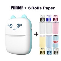 핸드폰 사진인화기 포토프린터 스마트폰 사진출력기 mini cat c9 무선 블루투스 포켓 사이즈 휴대용 열전사, 블루 6 믹스