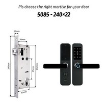 TTlock-블루투스 홈 아파트 키리스 보안 지문 디지털 암호 NFC 카드 리더기 스마트 도어 잠금 장치, 08 22-240(50-85)_01 silvery