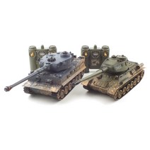 [rc탱크tiger07] YAKO 레프리카 2.4GHz 1/28 RC배틀탱크 세트 TIGER vs T-34 RC YAK161430SET, 혼합 색상
