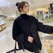 DarjinQD여성용 노카라 퀄팅 경량 패딩점퍼