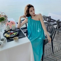 전혜빈 윤승아 아이유 바캉스 제니 한예슬 비치웨어 슬링 솔로지옥2 동남아여행룩 원피스 백리스 브이넥