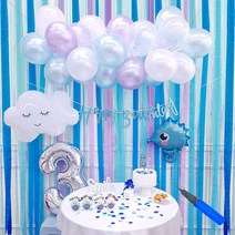 구름 풍선 가랜드 생일 파티 세트 용품 홈파티 데코 은박 소품 장식, 구름 풍선가랜드 생일 파티 세트
