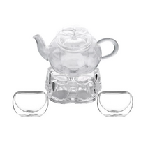 벨르디자인 호박 유리 티세트, 투명, 티포트 600ml + 티워머 M + 이중잔 80ml x 2p