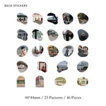 빈티지 가죽 다이어리 Journamm 미니 박스 스티커 DIY 스크랩북 장식 저널링 콜라주 사진 앨범 씰링 문구류 46 개박스 다꾸, T