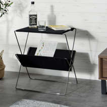 캠핑용 3단 철제 접이식 폴딩 선반 차박 감성 장비 소품 조립 다이 소형, 블랙 (잡지 꽂이)