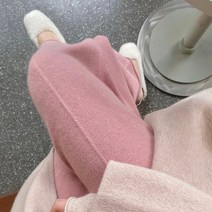 추동 한판 핑크 니트 할머니 팬츠 루즈핏 스트레이트 팬츠 자녀 캐주얼 와이드 팬츠
