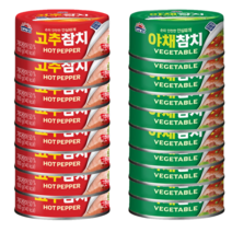 사조 / 안심따개 고추참치 100g x 8개 + 야채참치 100g x 10개 세트, 고추참치8개 + 야채참치10개