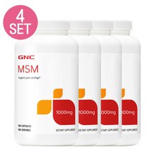 GNC [4개 SET] 엠에스엠 식이유황 1000 MG 180 Capsules MSM 1000mg 180cts, 1