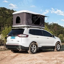 루프탑텐트 하드탑텐트 승용차 차박 텐트, 대형 흰색 쉘 + 회색 크로스바