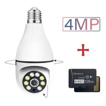 홈 야외 무선 보안 cctv 카메라 icsee e27 전구 wifi ptz ip 자동 추적 컬러 나이트 비전 감시 방수 캠, 4mp 카메라 128gb