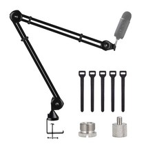 bomge 헤비 듀티 마이크 붐 암 스탠드 조절식 서스펜션 가위 업그레이드 마이크 블루, Len.51cm Black