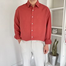 남자 린넨 폴리 박스 오버핏 긴팔 셔츠(10COLOR)
