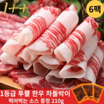 투플러스 한우 차돌박이 210g x 6팩(총 1.26kg) 세절 구이용 + 찍어먹는 참소스 증정