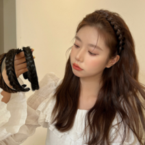 SHUXUAN 꽈배기 가발 머리띠 여성 핸드메이드 생선뼈 머리띠 일체형 머리띠