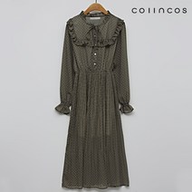 프릴 리본넥 밴딩 플리츠 패턴 원피스 (IY3AO8070)