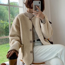 뽀글이 라운드넥 여성 자켓 겨울 아우터 후리스