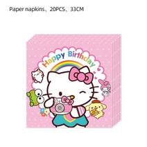 헬로 키티 핑크 테마 소녀 생일 파티 용품, 6 Napkin-20pcs
