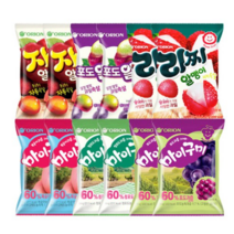 오리온 리찌알맹이 67g+포도알맹이 67g+자두알맹이 67g+마이구미 포도 66g+마이구미 복숭아 66g+마이구미 청포도 66gx각2개(총12개), 12개