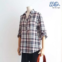 tto tto 체크 반오픈 셔츠T23WBL04AX