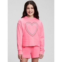 [정품] GAP kids [키즈 여아 6-14세] 하트 엠브로이더리 컷오프 맨투맨 5212127611064