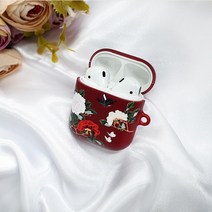 와우박스 주문제작 민화 꽃과 나비 낙관 도장 에어팟 버즈 무선 이어폰 케이스, 무광 하드케이스, 에어팟(1세대/2세대)