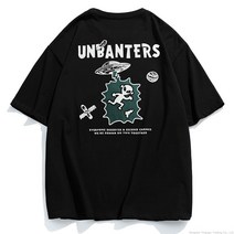 한로 여성복 2022 여름 트렌드 티셔츠 여성 야광 취미 프린트 라운드 넥타이 루즈핏 순면t