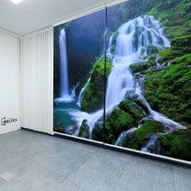 웰텍스 암막 방염 실사롤스크린 자연풍경 사진 UV프린트 바다 폭포 숲 그림 블라인드