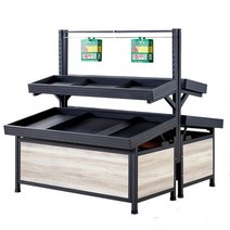 마트 야채 진열대 과일 매대 슈퍼마켓 정리 판매대, 그레이 160x80 2단
