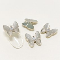 실버 엔틱 네일파츠 젤네일 셀프네일아트재료, 01.나비퀸_실버(2개)