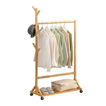 생활살림 원목 인테리어 이동식 바퀴달린 옷걸이 나무 행거, rkqorahr 100cm(대)