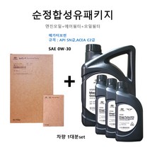 현대모비스 합성엔진오일패키지 GV70 2.5 가솔린 AR100 / 2T000 00471 판매7L, 1개, 메가터보씬
