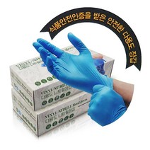 요리용 니트릴장갑 200매 라텍스장갑 식품인증 파우더프리 무분말 니트릴 1+1, 블루L 100매입x2팩