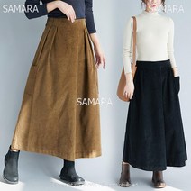 Qterra SAMARA 하이웨이스트 골덴 와이드 팬츠 여자 빅사이즈 큐롯