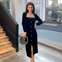 Mao벨벳 드레스 여성 초가을 새로운 프랑스어 소수 허리 분할 긴 드레스 우아한 빛 성숙한 검은 드레스