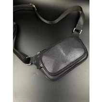 미니밀링선반기계 신제품 럭셔리 진주 물고기 피부 패션 정품 가오리 스킨 숄더 백 남성용 다기능 레저 허, 01 Black