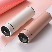 원터치 스마트 온도 디스플레이 보온보냉 텀블러 500ML, 핑크 2