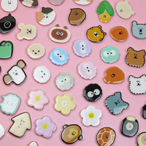 핸드폰그립톡 스마트톡 에폭시 귀여운 캐릭터 곰 플라워 휴대폰거치대, B-018, 1개