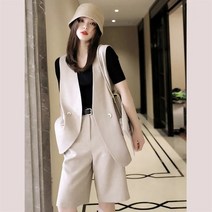 bygm 뚱뚱한 자매 정장 조끼 정장 여성 여름 새로운 고기 패션 연령 감소 외국 빛 요리 바람 레저 3 조각 조수, 조끼 반바지 티셔츠 