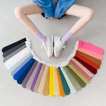 여자 레인보우 컬러양말 엷은 SS 잔골지 양말