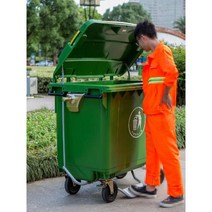 풋페달 야외 대형 아파트쓰레기통 바퀴형 660리터, D. 그린-660리터 (풋 페달 )