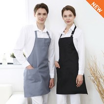 워크라인 바리스타 카페 목걸이형 버클장식 앞치마(어깨형), 블랙