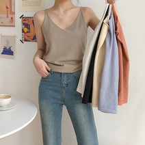 꼬미 브이넥 민소매 니트 나시