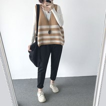 [퀸앤조이] v넥 데일리 스트라이프 베스트